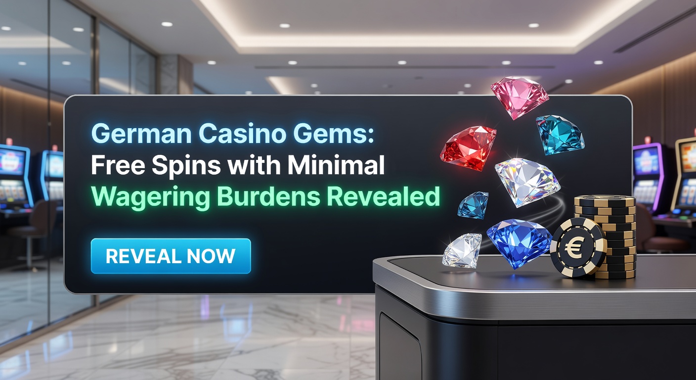 Leuchtende Free-Spins-Symbole auf einem deutschen Casino-Hintergrund mit niedrigen Wettanforderungen